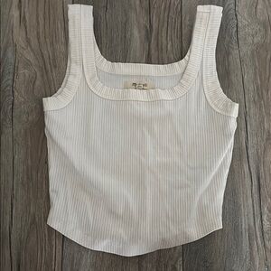 Madewell Cream Ribbed Fitted Tank Top